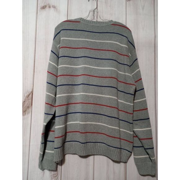 Basic Edition Sweater Men's Extra Large Gray Red White Blue Patriotic Grandpa - Picture 2 of 6